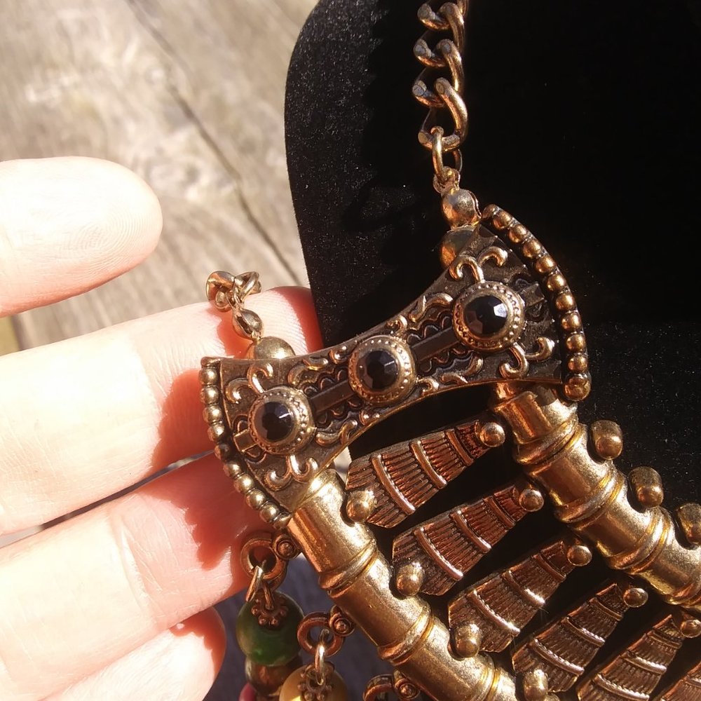 Boho Bollywood Festival Gypsy Hippie  Coachella Tribal Statement Necklace - Picture 5 of 16